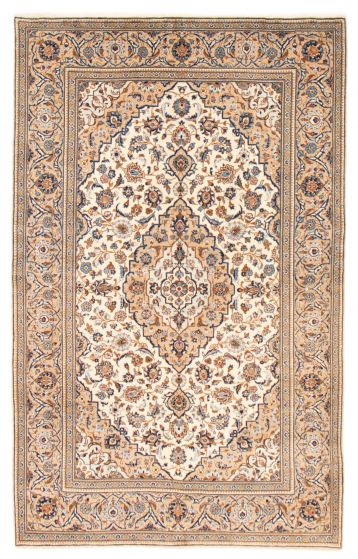 Bordered  Traditional Ivory Area rug 6x9 Persian Hand-knotted 373664