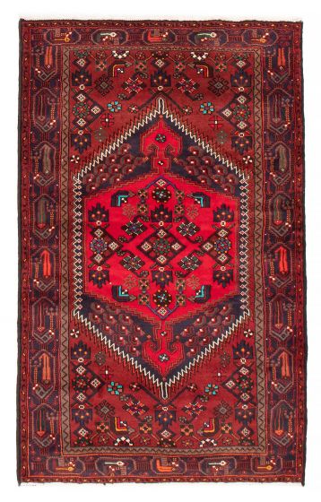 Bordered  Traditional Red Area rug 4x6 Turkish Hand-knotted 380327