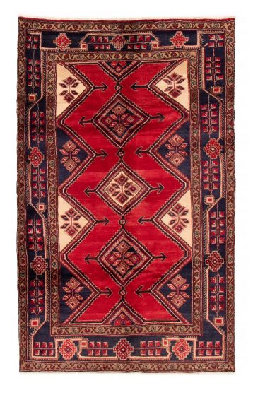 Bordered  Geometric Red Area rug 5x8 Persian Hand-knotted 383767