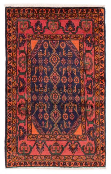 Bordered  Tribal Blue Area rug 3x5 Turkish Hand-knotted 385955