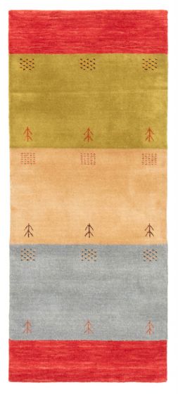 Gabbeh  Tribal Brown Runner rug 6-ft-runner Indian Hand Loomed 370622