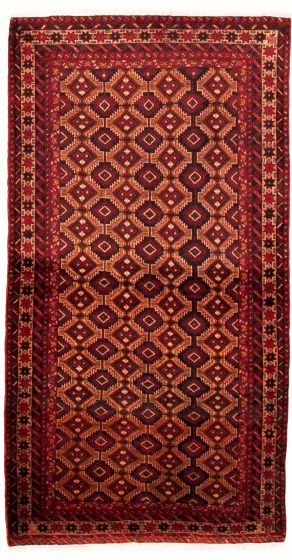 Bordered  Tribal Red Area rug 4x6 Afghan Hand-knotted 334857
