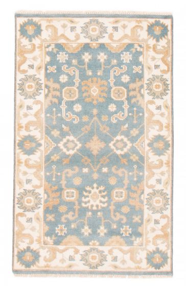 Bordered  Traditional Blue Area rug 3x5 Indian Hand-knotted 284123