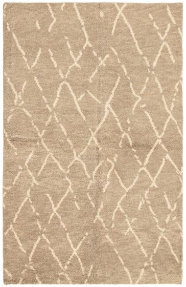 Casual  Transitional Green Area rug 5x8 Indian Hand-knotted 292688