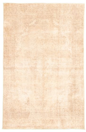 Bordered  Vintage Brown Area rug 6x9 Turkish Hand-knotted 325471