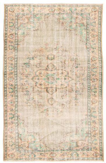 Bordered  Vintage Grey Area rug 5x8 Turkish Hand-knotted 328037