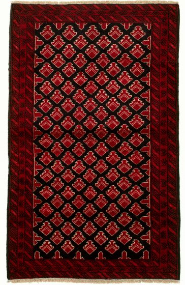 Bordered  Tribal Red Area rug 3x5 Afghan Hand-knotted 334122