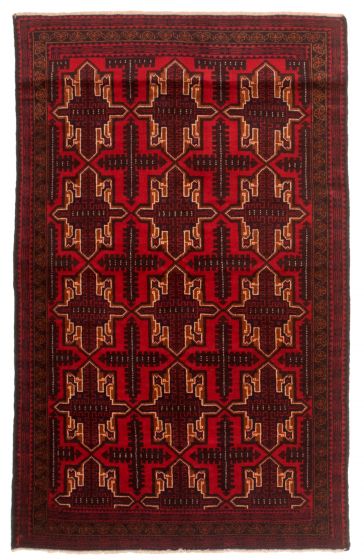 Bordered  Tribal Red Area rug 3x5 Afghan Hand-knotted 348630