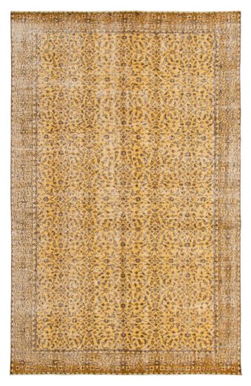 Bordered  Transitional Yellow Area rug 5x8 Turkish Hand-knotted 361091