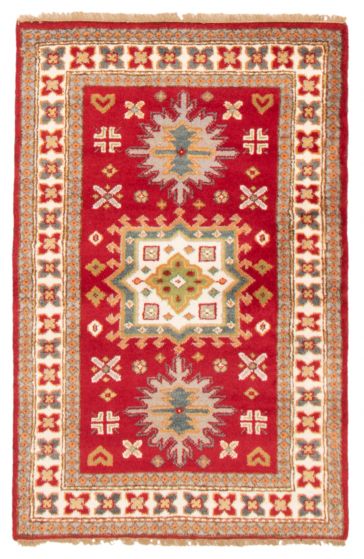 Bordered  Traditional Red Area rug 3x5 Indian Hand-knotted 364337