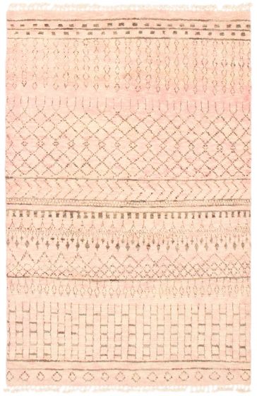 Moroccan  Tribal Pink Area rug 5x8 Pakistani Hand-knotted 366935