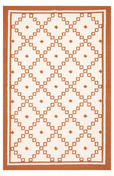 Contemporary/Modern  Transitional Ivory Area rug 5x8 Turkish Flat-Weave 374730