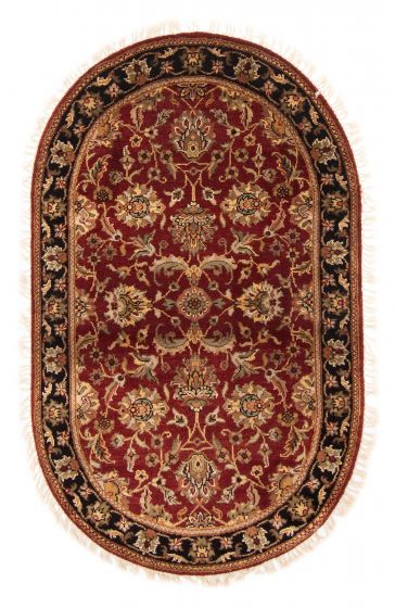 Bordered  Traditional Red Area rug 3x5 Indian Hand-knotted 379964