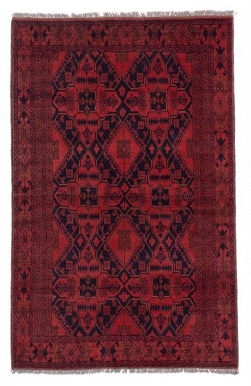 Bordered  Traditional Red Area rug 3x5 Afghan Hand-knotted 386019