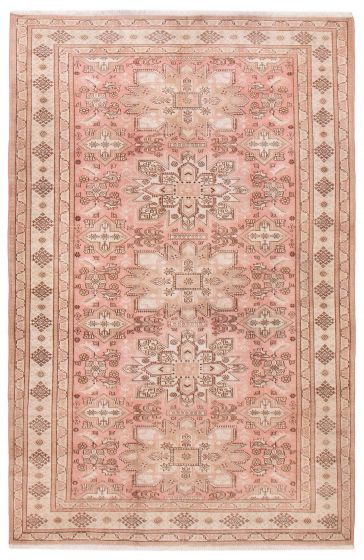 Geometric  Vintage/Distressed Pink Area rug 5x8 Turkish Hand-knotted 388666
