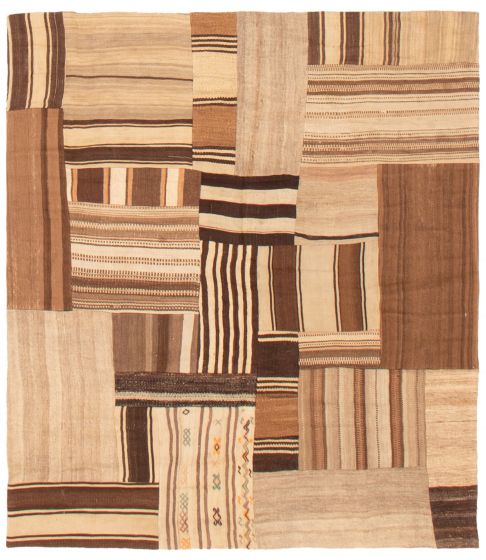 Transitional Brown Area rug 4x6 Turkish Hand-knotted 369327