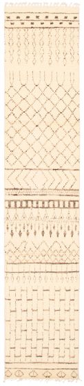 Moroccan  Tribal Ivory Runner rug 13-ft-runner Pakistani Hand-knotted 366979