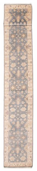 Bordered  Traditional Grey Runner rug 20-ft-runner Indian Hand-knotted 387600