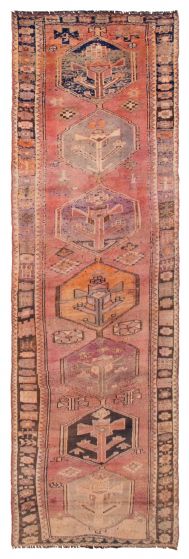 Vintage/Distressed Brown Runner rug 12-ft-runner Turkish Hand-knotted 389743