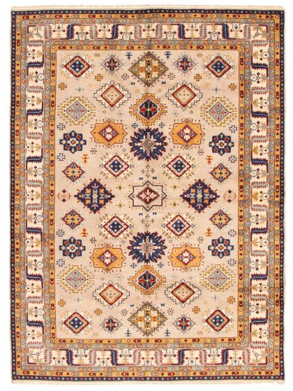 Bordered  Traditional Ivory Area rug 9x12 Indian Hand-knotted 310338