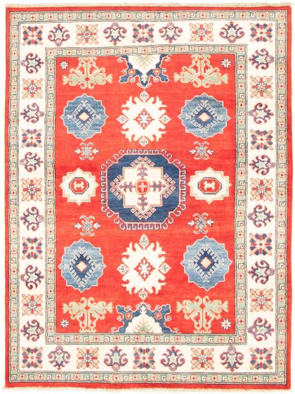 Bordered  Traditional Red Area rug 4x6 Afghan Hand-knotted 328917