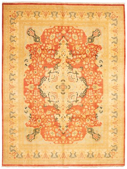 Bordered  Traditional Brown Area rug 9x12 Pakistani Hand-knotted 337851