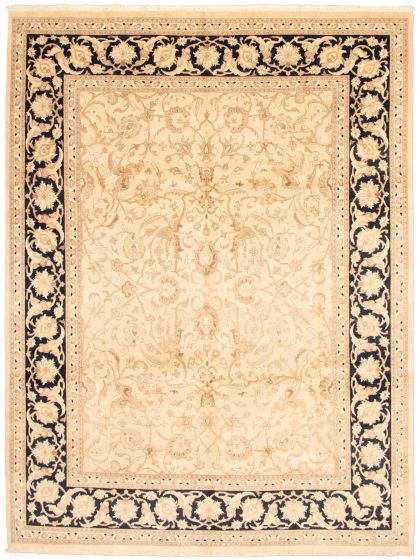 Bordered  Traditional Ivory Area rug 9x12 Pakistani Hand-knotted 337996