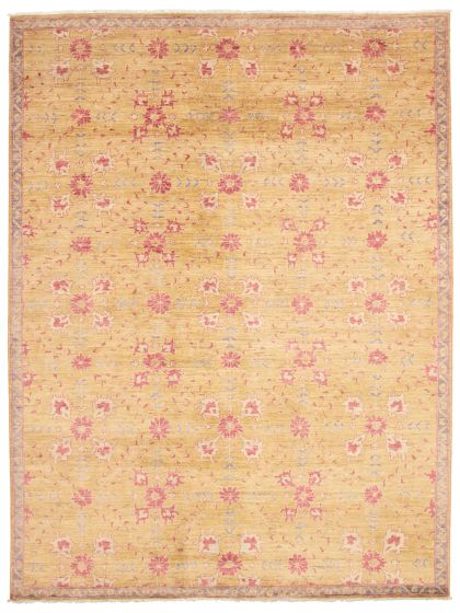 Bordered  Transitional Green Area rug 9x12 Pakistani Hand-knotted 338899