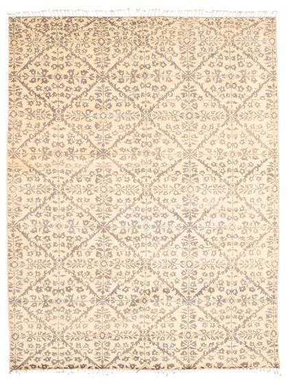 Moroccan  Tribal Ivory Area rug 9x12 Pakistani Hand-knotted 339465