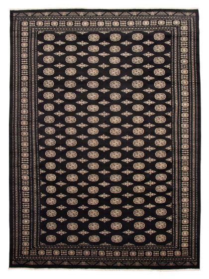 Bordered  Traditional Black Area rug 10x14 Pakistani Hand-knotted 363404