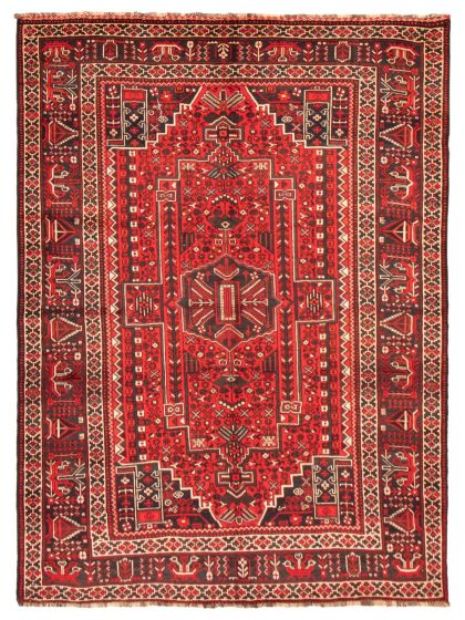 Bordered  Traditional Red Area rug 6x9 Turkish Hand-knotted 370817