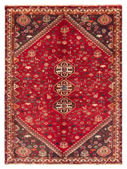 Bordered  Tribal Red Area rug 5x8 Turkish Hand-knotted 371994
