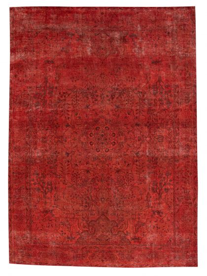 Overdyed  Transitional Red Area rug 9x12 Turkish Hand-knotted 374152