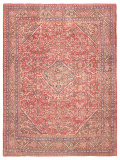 Vintage/Distressed Red Area rug 9x12 Turkish Hand-knotted 388607