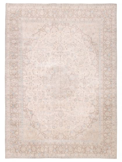 Vintage Ivory Area rug 9x12 Turkish Hand-knotted 392145