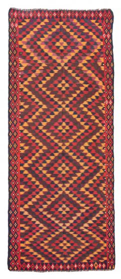 Flat-weaves & Kilims  Geometric Red Runner rug 12-ft-runner Turkish Flat-Weave 385782