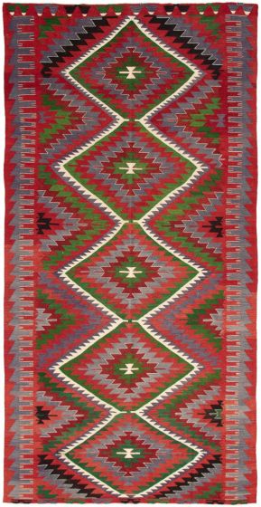 Bohemian  Tribal Red Area rug Unique Turkish Flat-weave 292076