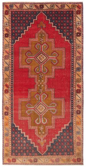 Bordered  Vintage Red Area rug Unique Turkish Hand-knotted 358732