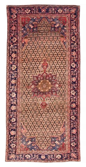 Bordered  Traditional Brown Area rug 5x8 Persian Hand-knotted 385258