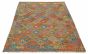 Bordered  Geometric Grey Area rug 6x9 Turkish Flat-weave 316281