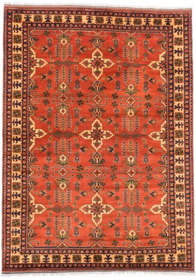 Traditional Brown Area rug 6x9 Afghan Hand-knotted 202824