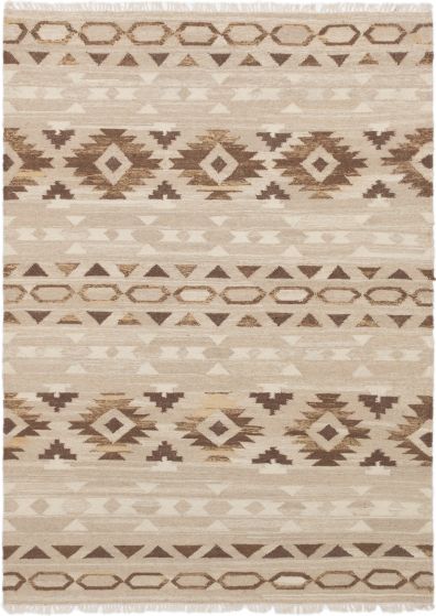 Flat-weaves & Kilims  Transitional Brown Area rug 4x6 Turkish Flat-weave 243729