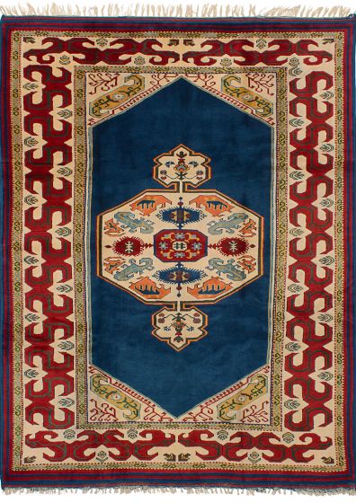 Traditional Blue Area rug 6x9 Turkish Hand-knotted 245231