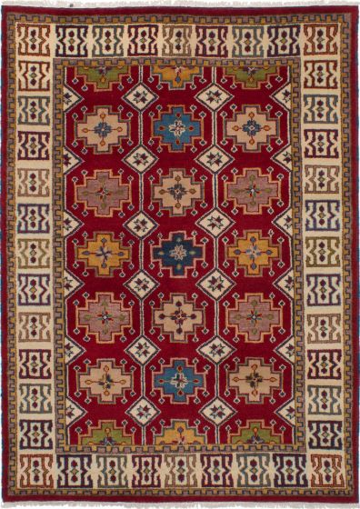 Bohemian  Traditional Red Area rug 5x8 Indian Hand-knotted 269665