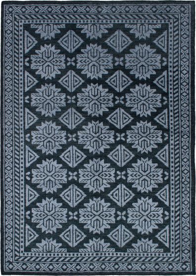 Bordered  Contemporary Grey Area rug 5x8 Indian Hand-knotted 272125