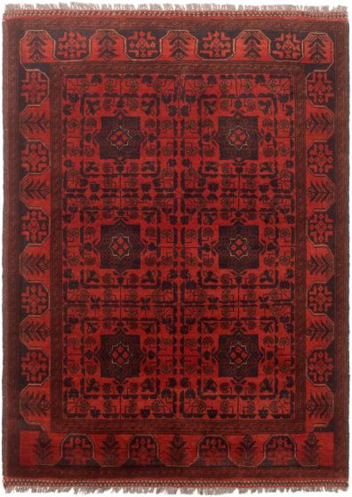 Bordered  Tribal Red Area rug 3x5 Afghan Hand-knotted 305502