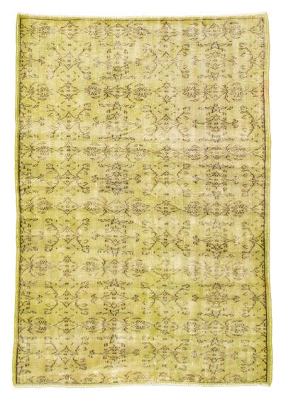 Overdyed  Transitional Green Area rug 4x6 Turkish Hand-knotted 328179