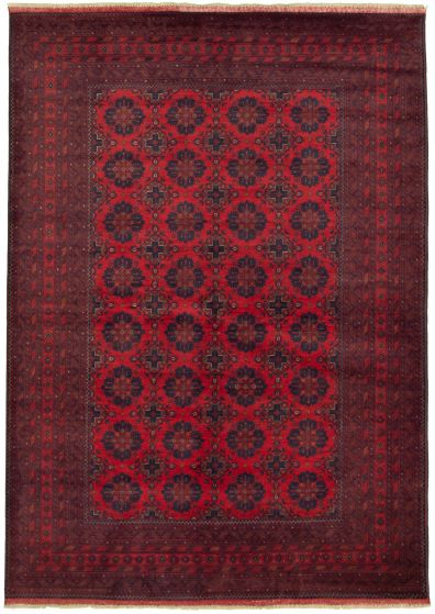 Bordered  Tribal Red Area rug 6x9 Afghan Hand-knotted 329013