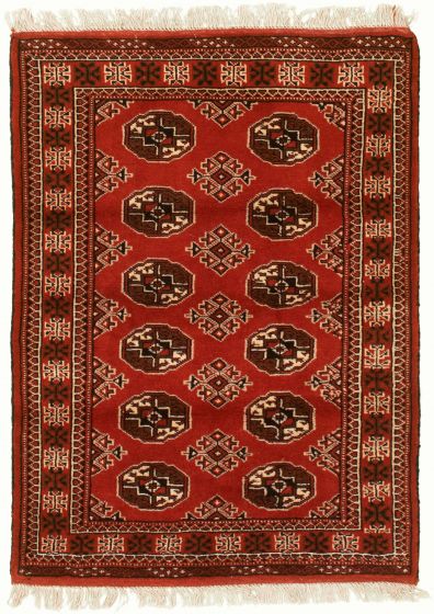 Bordered  Tribal Brown Area rug 3x5 Turkmenistan Hand-knotted 332627