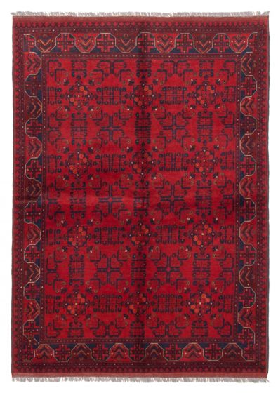 Bordered  Traditional Red Area rug 5x8 Afghan Hand-knotted 360393